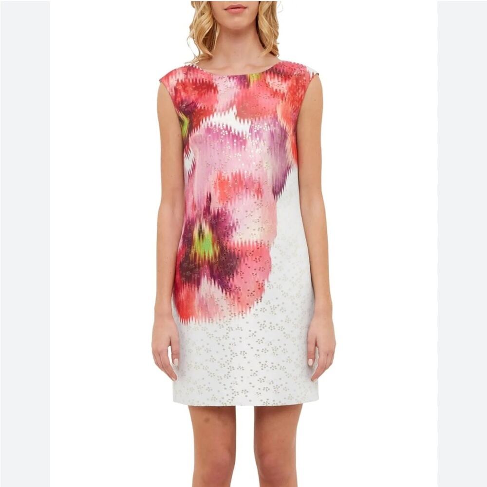 Ted Baker Pink and White Sheath Mini Dress